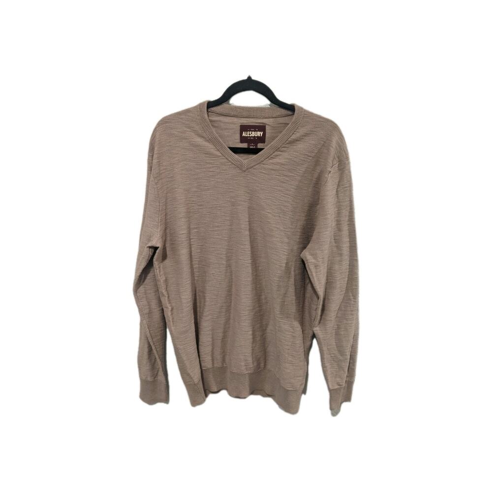 Alesbury Brown Riverside V-Neck Long Sleeve Pullover Sweater Men Size L